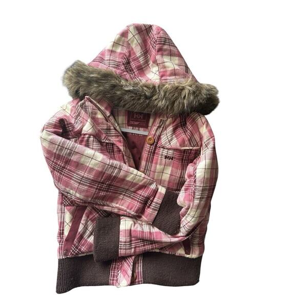 Helly Hansen Jackets & Blazers - Helly Hansen Women’s Coat Size Medium. Plaid Cotton Outer Shell Fur Hooded